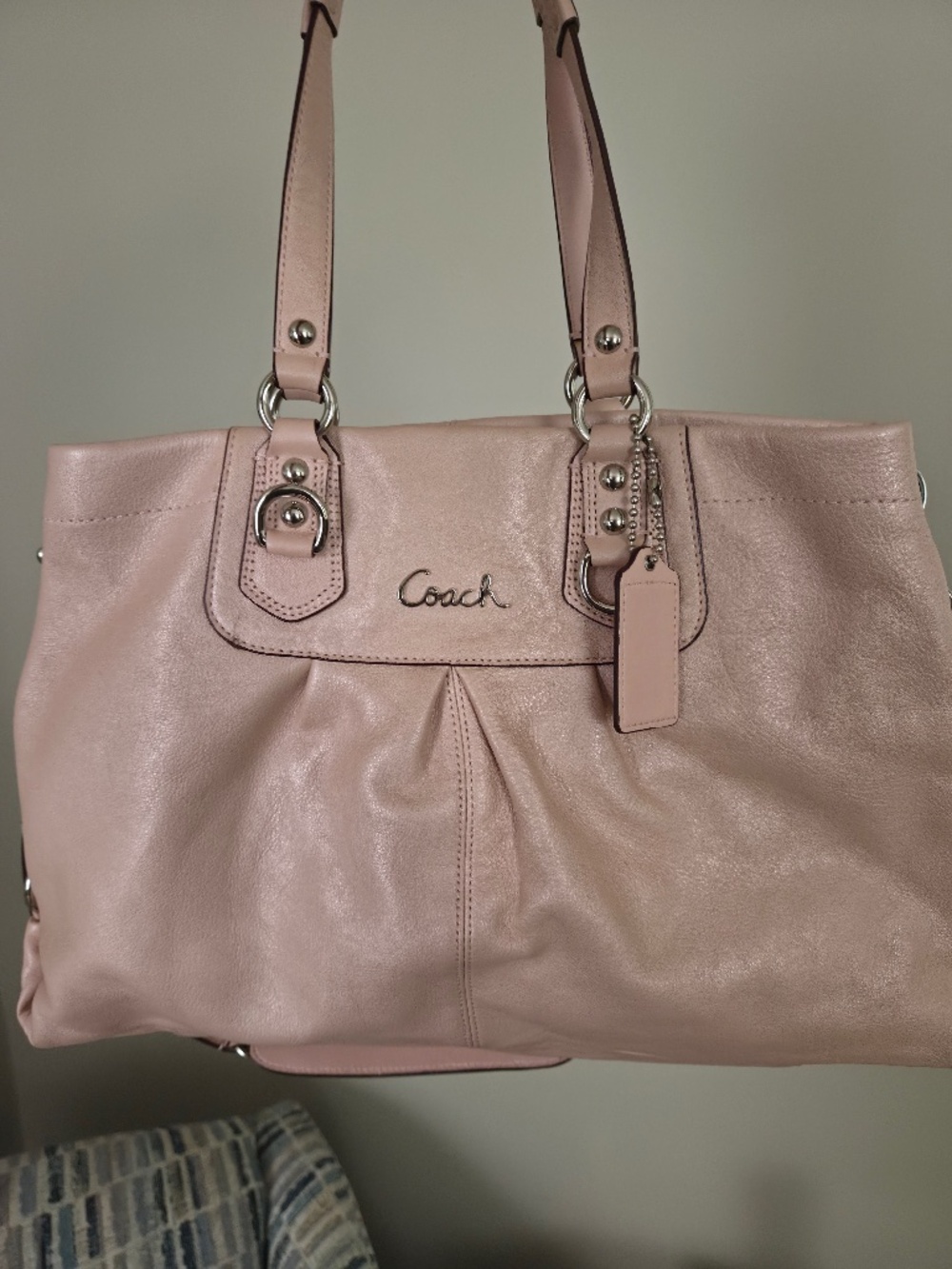 Coach Ashley Leather Satchel Shoulder Bag Blush Pink Silver Hardware Hangtag